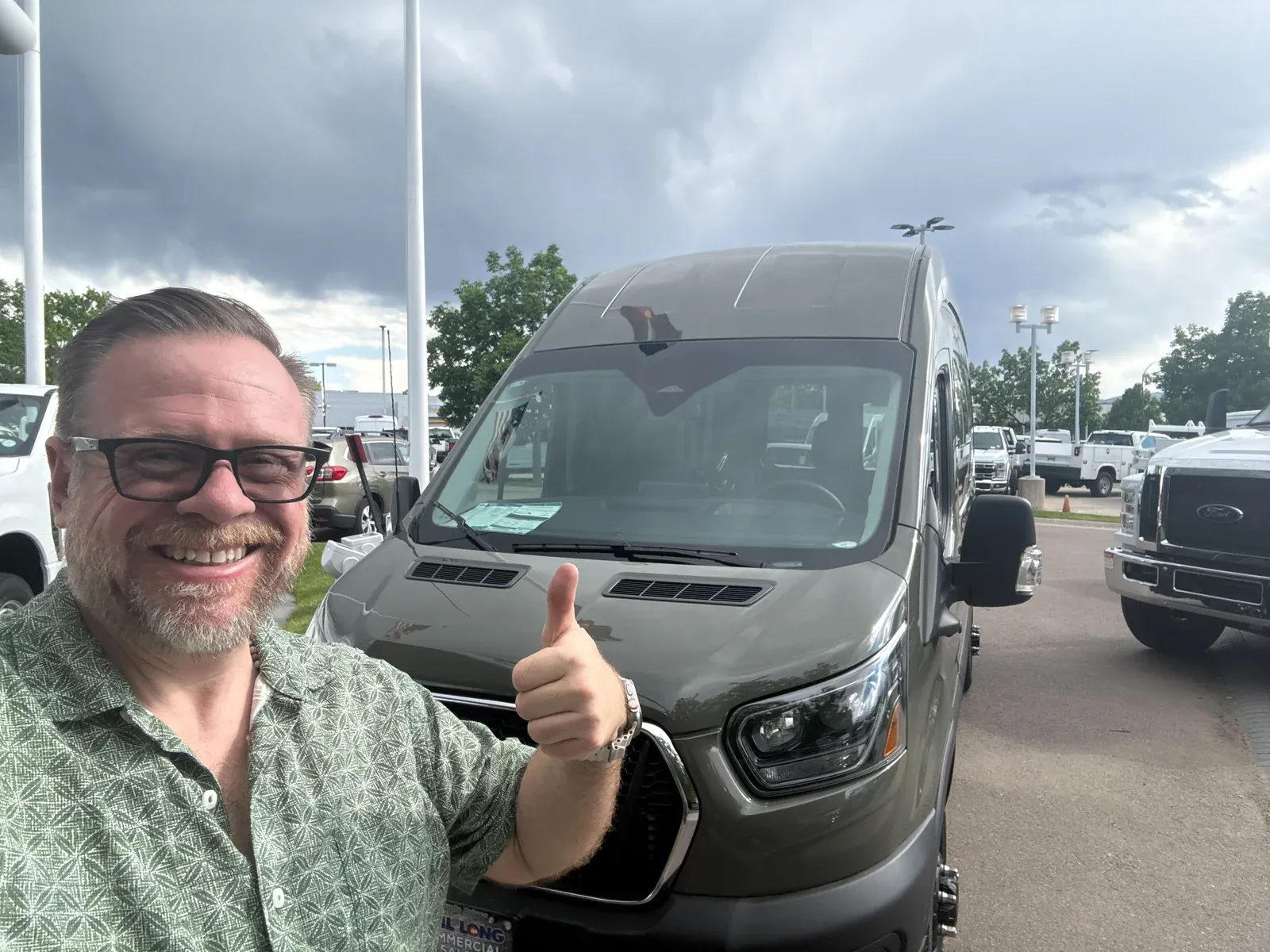 Thumbs up selfie with the new Transit